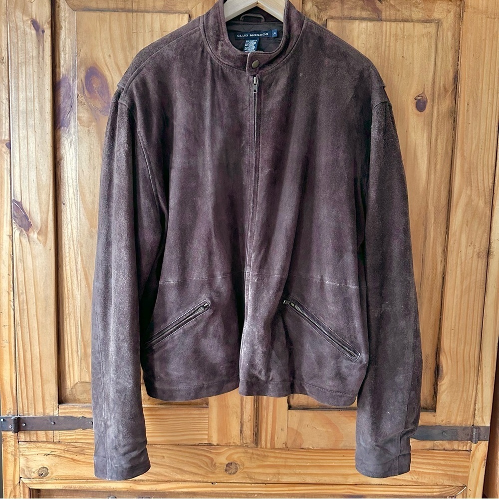 Vintage 90's Men's Club Monaco Suede Jacket Chocolate Brown - Picture 2 of 12